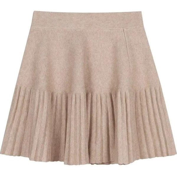 SpóDnica Plisowana Damska Zimowa SpóDnica W KształCie Litery A Z Wysokim Stanem SpóDnica Z Dzianiny W Stylu Preppy Odzież Damska S Khaki-image