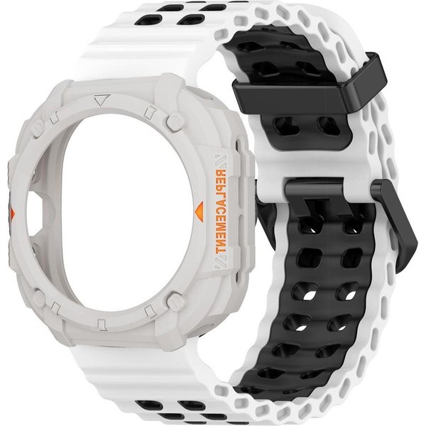Nowe Etui Armor + Pasek Do Samsung Galaxy Watch Ultra(2025) 47Mm Ultra(2025) 47Mm Pasek Sportowy Silikonowy Pasek Do Zegarka Correa Bransoletka Ga Galaxy 7Ultra 47Mm Gray-image