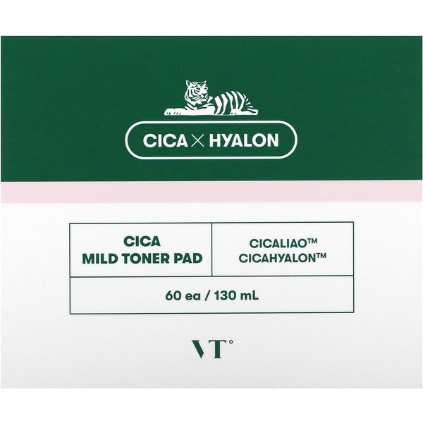 VT Cosmetics, Cica Mild Toner Pad, 60 Sheets, 130Ml White-image