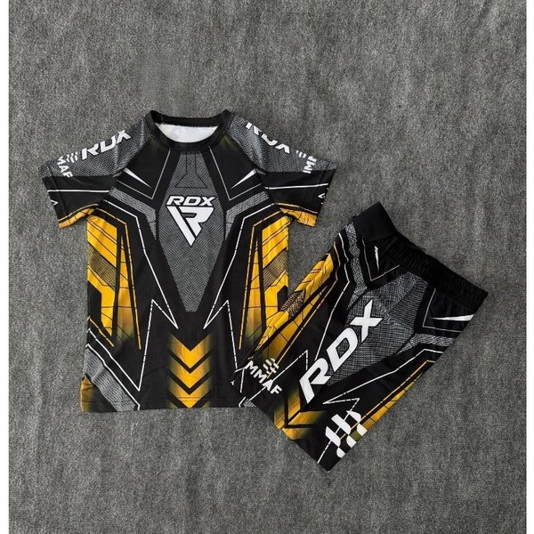 Nowy Zestaw Koszulka I Spodenki Fighting Night RDX MMA Klatka OśMiokąTna Bokserski Zestaw MęSki Fitness Trening Bieganie Zestaw Sportowy OddychająCy SzybkoschnąCy Zestaw 5XL-image