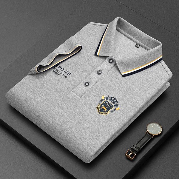 Letnia KoreańSka Moda MęSka Koszulka Polo Z Haftowanym KołNierzykiem Z Klapami I KróTkimi RęKawami XL White-image