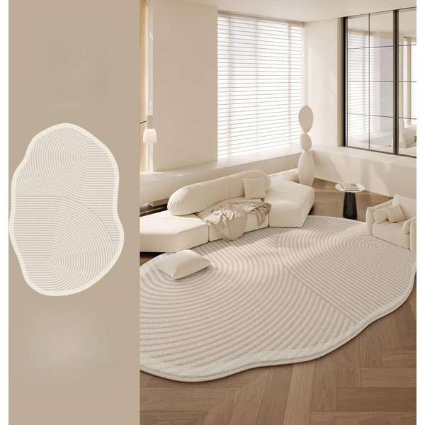 Nieregularne Dywany Do Sypialni Grubo Pluszowy Dywan Do Salonu Kremowy Styl Dekoracja Pokoju Dziennego Dywan Puszysty MięKki Dywanik PodłOgowy Przy ŁóżKu 80X120Cm-image