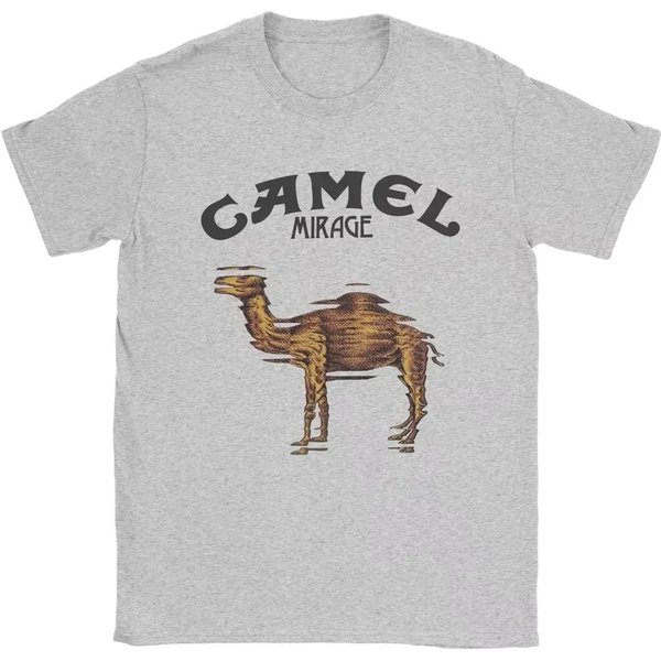 Retro SamochóD Camel Cigarettes T-Shirt Vintage BawełNiane Bluzki Koszulka KróTki RęKaw Casual Streetwear Oversize Damska MęSka Odzież Motosport 3XL Gray-image