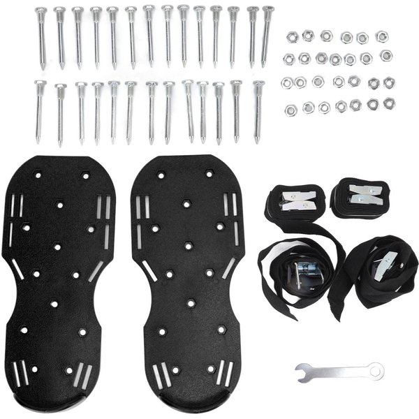 Zapatos De PúAs Para CéSped Correas De Hebilla Triangular Zapatos De PúAs Aireadores De CéSped Zapatos Escarificadores Para JardíN Negro Gray-image
