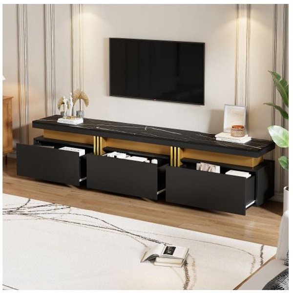 Mueble De TV - Muvoe - Moderno - Aspecto MáRmol - 200 X 40 X 42 Cm - Soporta Hasta 90 Pulgadas-image