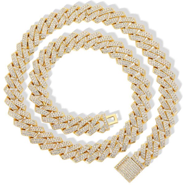 14Mm Diamentowy Cyrkon Miami ZąBkowany KubańSki Splot ŁAńCuch Dla MężCzyzn Naszyjnik Choker Iced Out Hip Hop BiżUteria 18Cm White-image