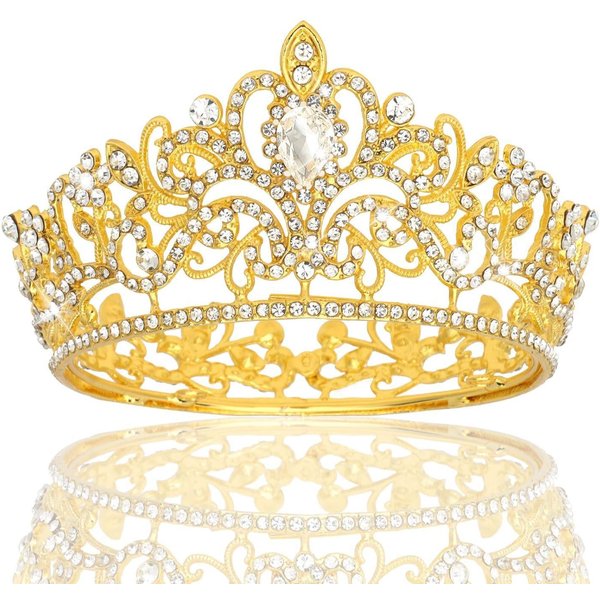 OkrąGłA Korona Impreza Impreza ŚLubna Tiara Korona ŚLubna Akcesoria Do WłOsóW Dziewczynka KsiężNiczka Korona Urodzinowa Beige-image