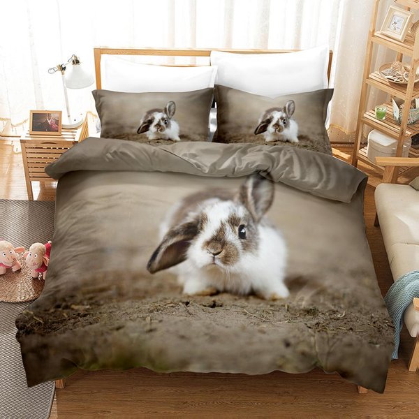 3D El Conejo Juegos De Cama Juego De Funda NóRdica Con Funda De Almohada Twin Full Queen King Ropa De Cama Funda NóRdica EU Single(135X200Cm)-image