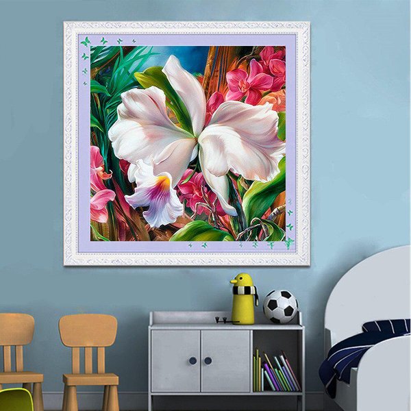 Pintura De Diamantes Redonda Completa Flor Mosaico De Diamantes Pintura EscéNica De PedreríA Bordado De Cristal 30X30Cm-image