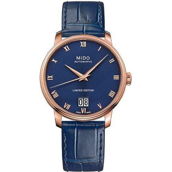 Reloj Mido Belem Celli Movimiento MecáNico AutomáTico EdicióN Limitada 40 Mm Esfera Azul Caja De Acero Inoxidable Correa De Cuero Genuino M027.426.36.043.00 Regular Watch Box Gray-image