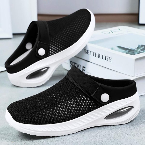 Zapatos Para Mujer Nuevas Zapatillas Casuales De Verano Tejido De Punto Volador Transpirable AmortiguacióN Zapatos De Mujer Zapatos Perezosos Semicerrados 37 Gray-image