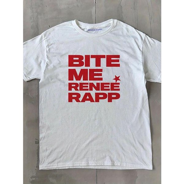 Camiseta Bite Me De Renee Rapp: Merchandising De Conciertos Y2K S Blanco-image