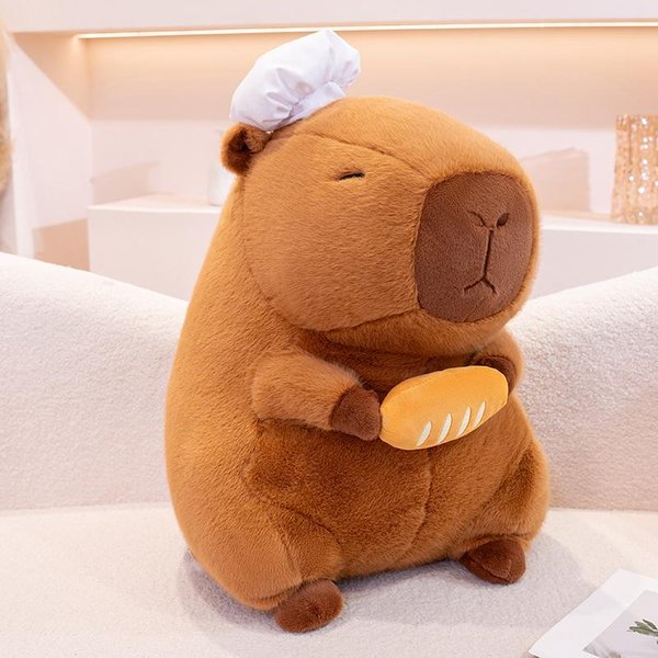28-50Cm Kapibara Pluszowa Kucharz Chleb Anime Puszysta Zabawka ŚLiczna Lalka Wypchane ZwierzęTa MięKka Lalka Pluszowa Prezent Na BożE Narodzenie ŚWięTo DzięKczynienia 28Cm-image