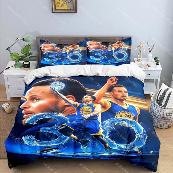 Moda Estrella De Baloncesto S-Stephen C-Curry Estampado Juegos De Cama Juego De Ropa De Cama Funda NóRdica Juego De EdredóN Juego De Cama Regalo EU Single 90X200Cm-image