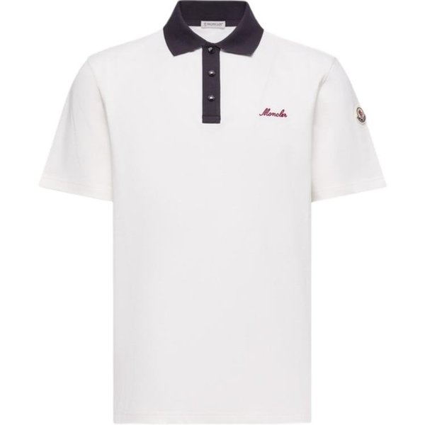 Camiseta Polo Casual De Manga Corta Con Logo Bordado Moncler SS26 Para Hombre Tops L10918A0000389A16034 XXL White-image