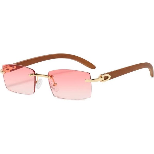 Gafas De Sol Rectangulares Sin Montura Para Mujer Y Hombre Retro Vintage AñOs 90 Gangster Modernas Gafas Con Montura De Madera As Picture White-image