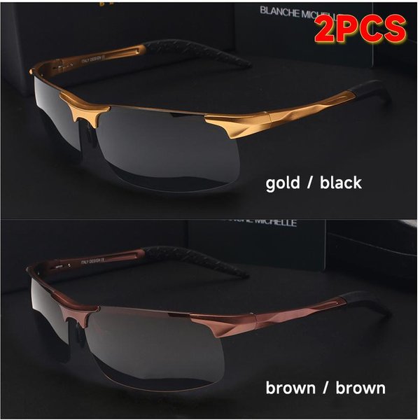 Wysokiej JakośCi Ultralekkie Sportowe Okulary PrzeciwsłOneczne Aluminiowo-Magnezowe Dla PanóW UV400 ProstokąTne ZłOte Outdoorowe Dla KierowcóW Okulary PrzeciwsłOneczne-image