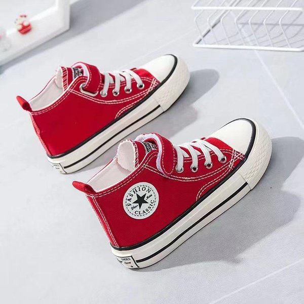 Zapatos De Lona De CañA Alta Para NiñOs Zapatos De Tela Para NiñOs Zapatillas De Deporte Para NiñAs 29 Rojo-image