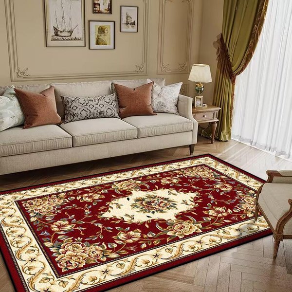 Europejski Styl Czerwony Dywan DO Salonu Luksusowa Dekoracja Domowa Sypialnia Dywan 200X300 Cm Salon AntypośLizgowa Zmywalna Mata PodłOgowa Puszysty 60*90Cm-image