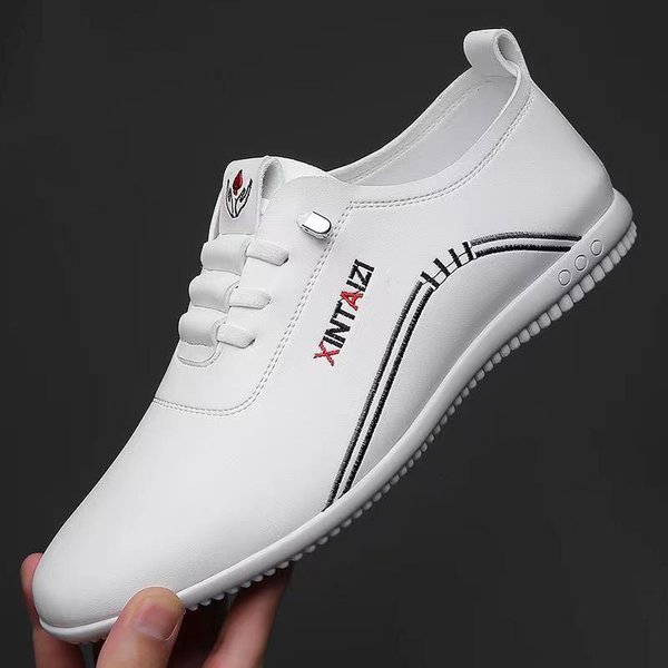 Nowe MęSkie Buty Codzienne MęSkie Trampki Biznesowe SkóRzane Buty Eleganckie PłAskie Buty Wsuwane MięKkie Dno Wygodne MęSkie Buty 44-image