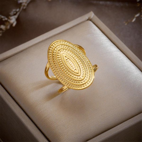 Anillos Ovalados Para Mujer Vintage Simple GeoméTrico Temperamento DiseñO Trendy Chic Regalo De JoyeríA De CumpleañOs-image