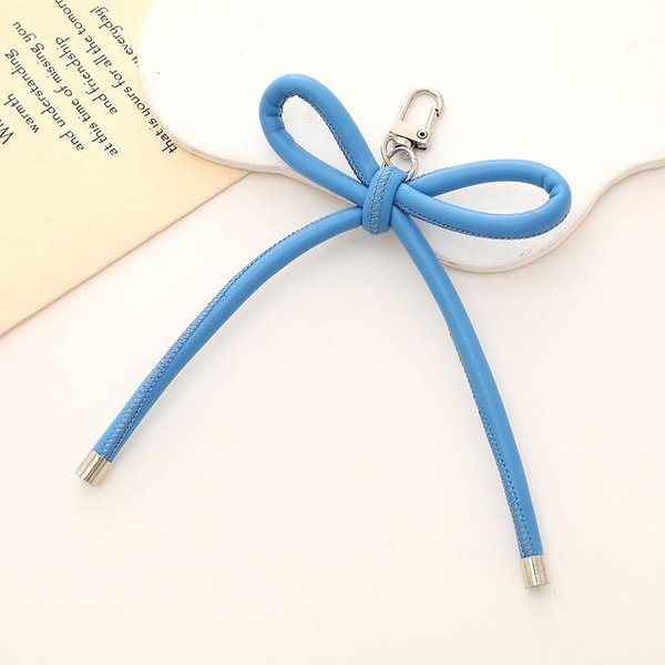 Llavero Con Lazo De Cuero Vintage De Moda Coreana, Colgante Estilo Harajuku Para Bolso, Accesorio Para TeléFono MóVil, JoyeríA Y2K Azul-image