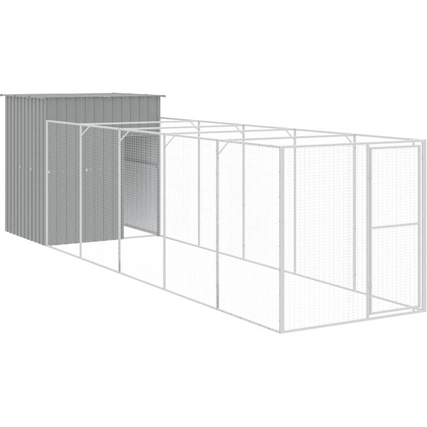 Casa Para Perros Con Recinto Gris Claro 165 X 659 X 181 Cm Acero Galvanizado-image