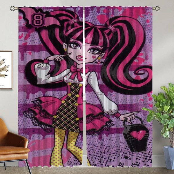 Cortina De Ventana Para HabitacióN 2 Paneles Cortinas De Draculaura Para Dormitorio Cortinas De DecoracióN Interior Del Hogar Cortinas Divisorias Sombras DecoracióN De Halloween W50Xh70Cmx2Pcs-Cl-image
