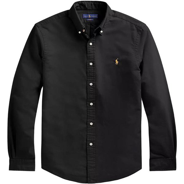Polo Ralph Lauren Ss23 Camisa De Manga Larga Color SóLido Bordado Con Logo Hombre Camisas Negro 710767828-001 S Black-image