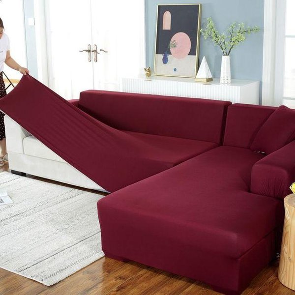 Funda De Sofá EláStica Con Todo Incluido, Funda De Toalla Para Sofá Con ImpresióN General Para Las Cuatro Estaciones, Funda Para Sofá De Esquina Para El Hogar Y Sala De Estar, 1/2/3/4 Plazas 4-Seat 235-300Cm 1PC Rojo-image