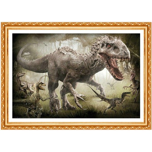 PełNe OkrąGłE WiertłO 5D DIY Diamentowe Malowanie „ZwierzęCe Dinozaury” 3D Haft KrzyżYkowy WystróJ 20X30CM Beige-image