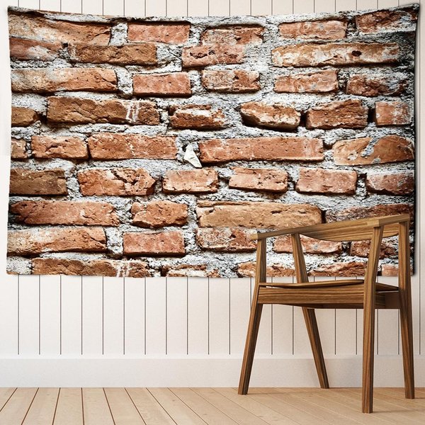 Tapiz De Pared De Piedra De Ladrillo Vintage, Tapiz Hippie, Arte PsicodéLico, BrujeríA, DecoracióN De HabitacióN Del Hogar, Fondo De Tela 95X70Cm Brown-image