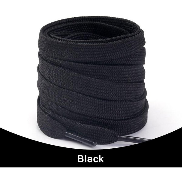 1 Para Trampek SznurowadłA Do ButóW Akcesoria Do ButóW SznurowadłA Do ButóW Unisex PłAskie SznurowadłA Klasyczne SznurowadłA Jednolity Kolor SznurowadłA Do ButóW 160Cm Black-image