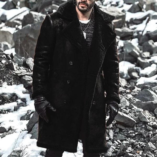 Chaqueta CáLida Todo En Uno De Piel Para Hombre Abrigo De Piel ImitacióN Lana De Cordero 5XL Black-image