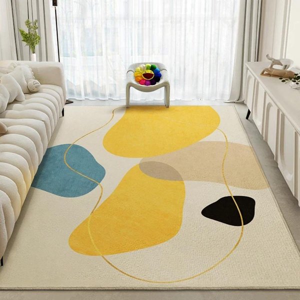 Abstrakcyjny Geometryczny Dywan W Neutralnych Kolorach AntypośLizgowa Zmywalna Mata PodłOgowa Do Biura Do Salonu I Sypialni WystróJ Domu 80X120Cm 31X47Inch-image