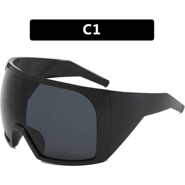 Gafas De Sol Futuristas Wraparound Lente Curva ProteccióN UV400 Oversize Y2K Para Mujer Y Hombre Gray-image