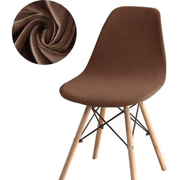 1 /2 /4 /6 -Uds. Fundas EláSticas De Terciopelo Para Sillas De Comedor, Funda Para Silla, Funda De Asiento Para Silla De Comedor, Lavable Y ExtraíBle 1-Pcs MarróN-image