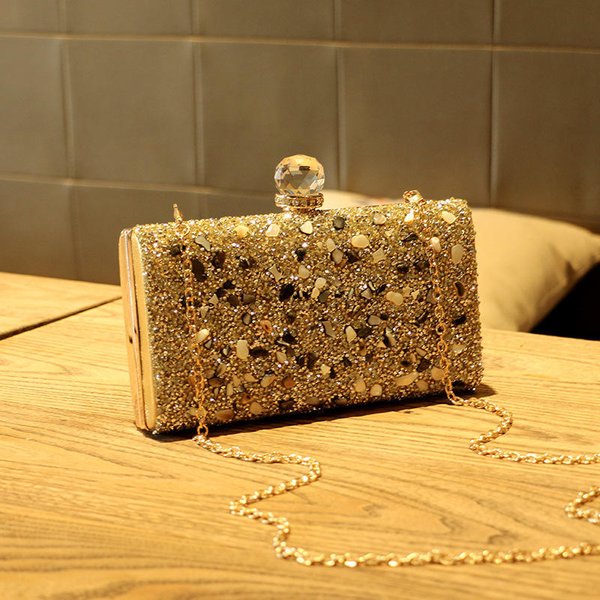 Bolso Diamante Bolso De Cena Con Diamantes Bolso Clutch De PedreríA Cadena Bandolera De Un Solo Hombro Bolso Para NiñA Brown-image