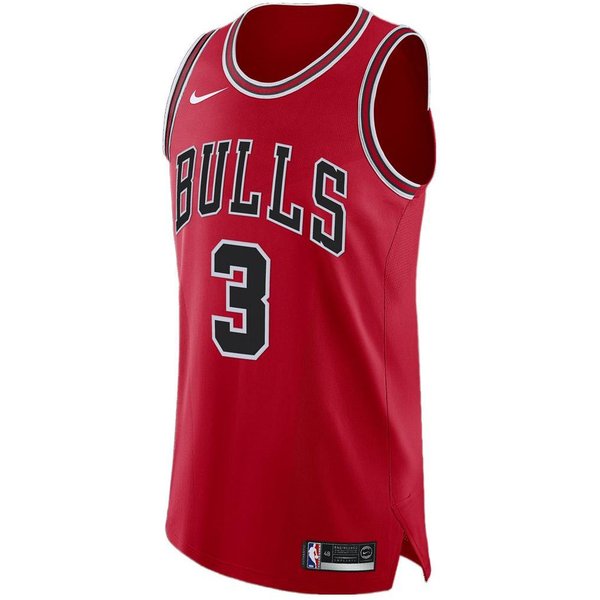 Camiseta De Baloncesto Nike NBA Logo Impreso Transpirable Regular EdicióN Jugador Chicago Bulls Wade 3 Hombre Camiseta Roja 863017-658 L Red-image