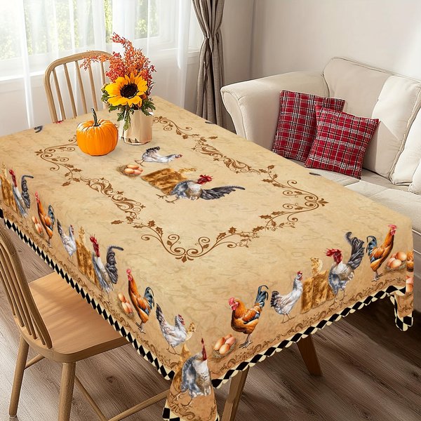 Mantel Rectangular De Gallo De Granja Retro Para DecoracióN De Mesa Vintage Cocina Mesa De Comedor Mantel Regalo DecoracióN De Fiesta Picnic Festivo 140X300Cm-image