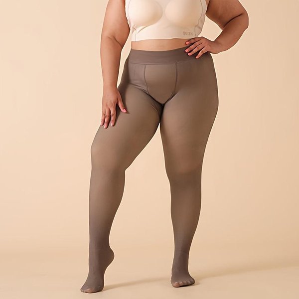 Damskie Grubsze Rajstopy Z Podszewką Z Polarowego MateriałU Wysoki Stan Elastyczne CiepłE Pogrubione Termiczne Rajstopy Legginsy Dopasowane Seksowne Przezroczyste Rajstopy 80G Thin L Brown-image