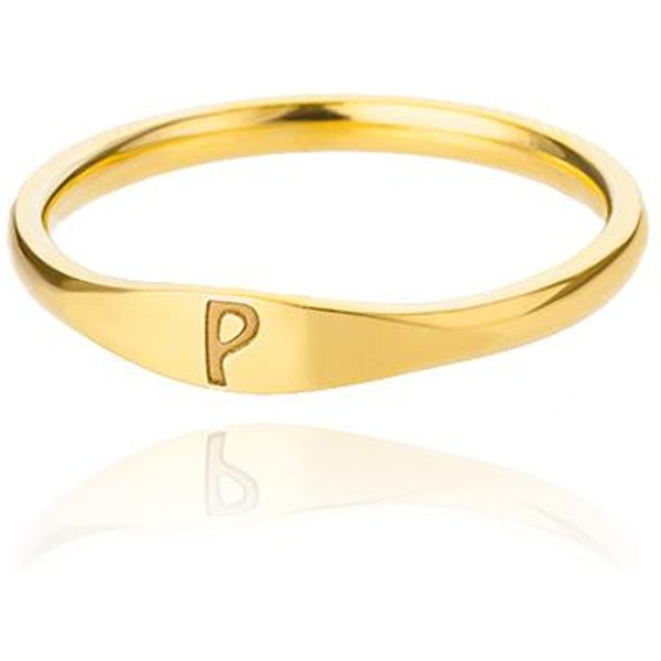 Anillos PequeñOs Con Iniciales Para Mujer Moda Letra A-Z Dedo Anillo De Acero Inoxidable JoyeríA EstéTica De Boda Regalo Bijoux Femme 7&Gold Color Beige-image