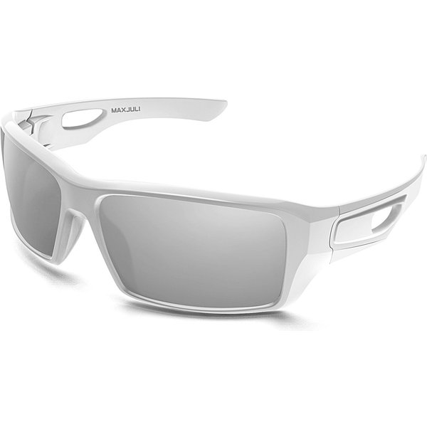 Maxjuli Gafas De Sol Wraparound Para Hombres Mujeres ProteccióN 100% UV400 Gafas Para Pesca Conducir 8232 White-image