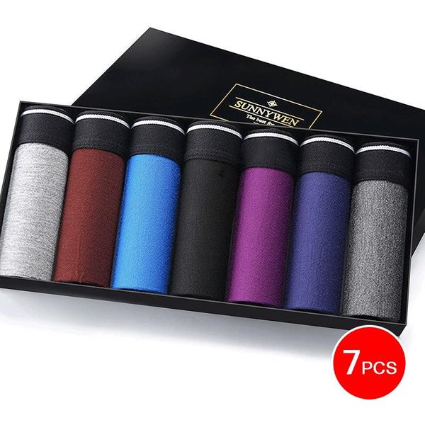 7 Piezas Ropa Interior Masculina AlgodóN Calzoncillos Masculinos Transpirable Calzoncillos Tipo Boxer Masculinos Ropa Interior Lisa Pantalones Cortos CóModos Ropa Interior XXL Negro-image