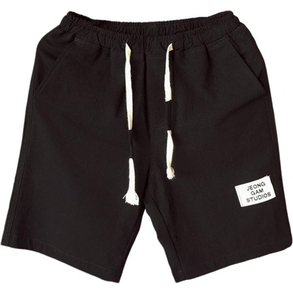 Pantalones Cortos Casuales De Verano Para Hombre, Pantalones Cortos Con CordóN EláStico En La Cintura Y Pierna Ancha, Con Logotipo De Letras Y Bolsillos Laterales, Pantalones Cortos Para Vacaciones En La Playa M Negro-image