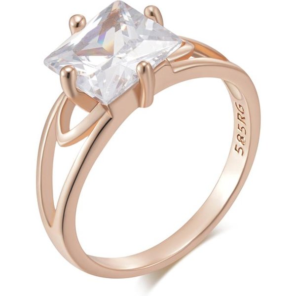 Moda Color Oro Rosa Anillos De Boda Para Novia Para Mujer Cuadrado Simple Zirconia Natural Accesorios JoyeríA Fina Diaria 10 White-image