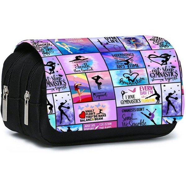 Estuche Flip De Doble Capa Con Estampado De Danza Yoga Para NiñO/NiñA Mejores Regalos Estuche Escolar De Dibujos Animados 2D Para NiñOs-image