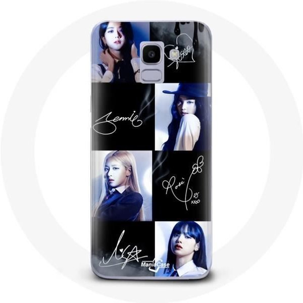 Coque Maniacase Pour Pour Samsung Galaxy A6 2018 Blackpink Signature Photo Jennie Jisoo Lisa Rose Negro-image