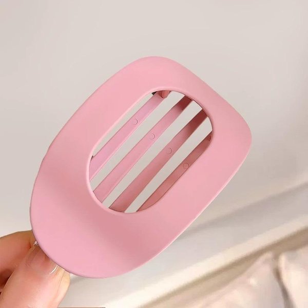 Pinzas Ovaladas Planas Para El Cabello Pinzas De Pico De Pato Agarre Fuerte Pinzas Simples Para El Cabello Para Recogido En La Parte Posterior De La Cabeza Matte Pink-image
