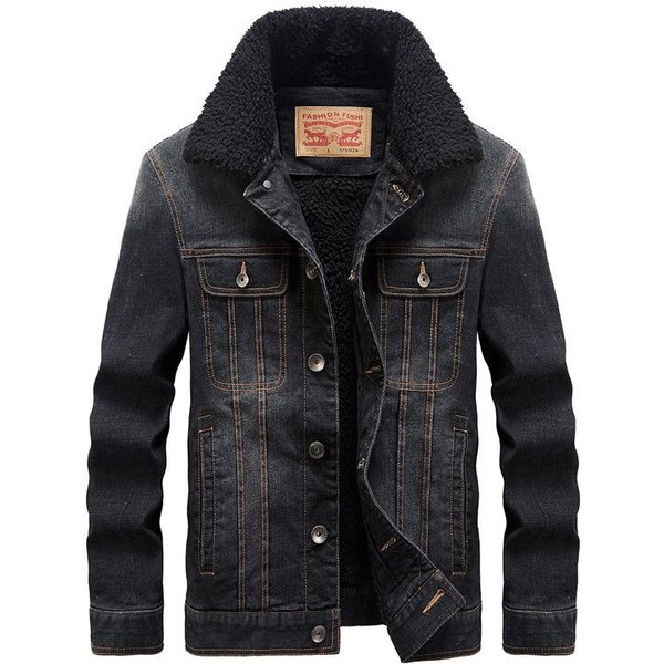 Chaqueta Vaquera Para Hombre, Nuevo Estilo, De Terciopelo De Cordero, Con Solapa Y Terciopelo Grueso, Para OtoñO E Invierno, Chaqueta Vaquera Holgada De AlgodóN De Gran TamañO 4XL Black-image